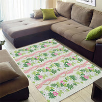 Monstera Tiare Plumeria Lei Pattern Area Rug Green Version LT01 - Polynesian Pride