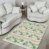 Monstera Tiare Plumeria Lei Pattern Area Rug Green Version LT01 - Polynesian Pride