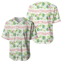 Monstera Tiare Plumeria Lei Pattern Baseball Jersey Green Version LT01 - Polynesian Pride