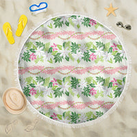 Monstera Tiare Plumeria Lei Pattern Beach Blanket Green Version LT01 One Size 150cm Green - Polynesian Pride