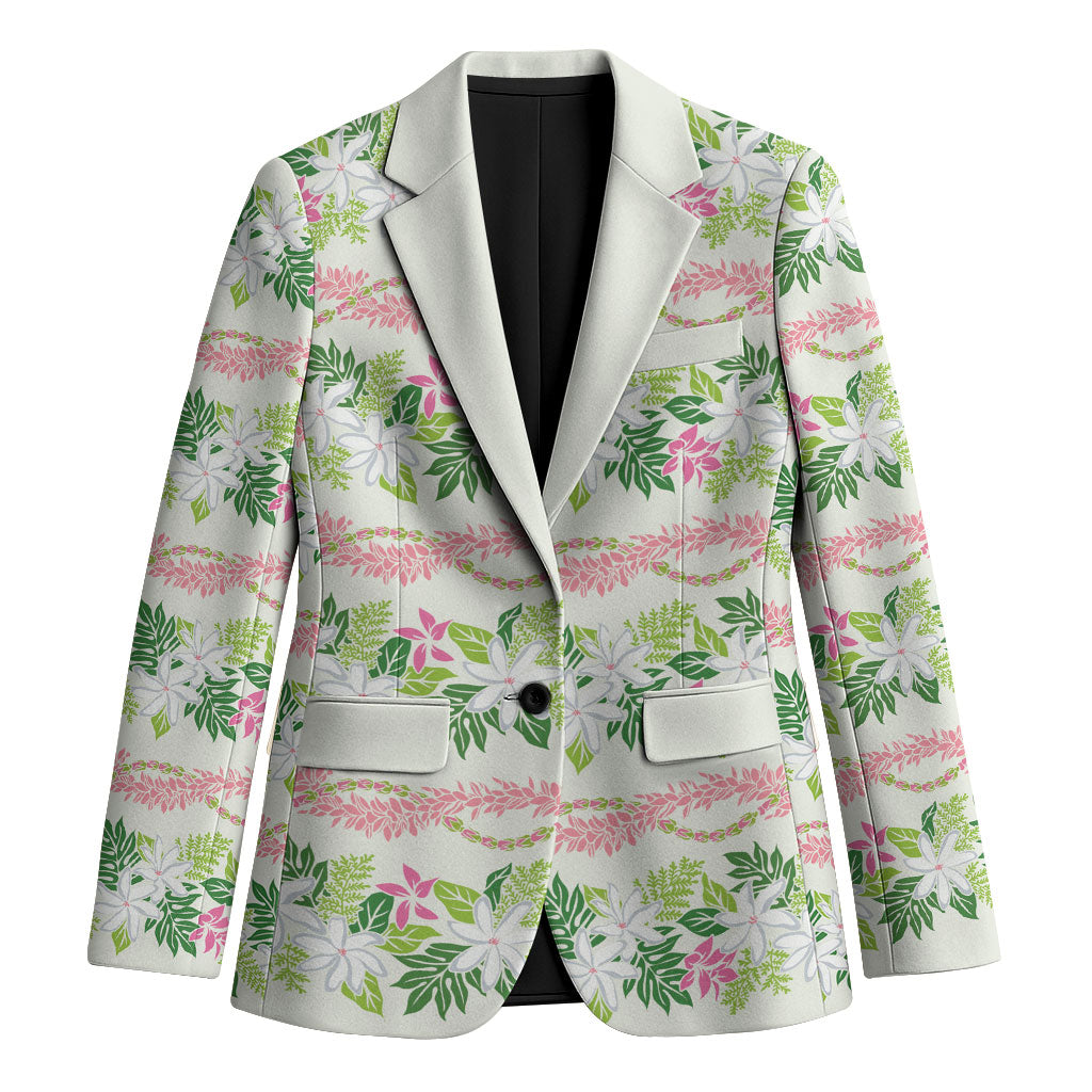 Monstera Tiare Plumeria Lei Pattern Blazer Green Version