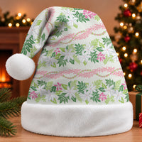 Monstera Tiare Plumeria Lei Pattern Christmas Santa Hat Green Version LT01 Without Fur Green - Polynesian Pride