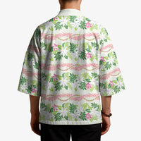 Monstera Tiare Plumeria Lei Pattern Kimono Green Version LT01 - Polynesian Pride