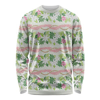 Monstera Tiare Plumeria Lei Pattern Long Sleeve Shirt Green Version LT01 Unisex Green - Polynesian Pride