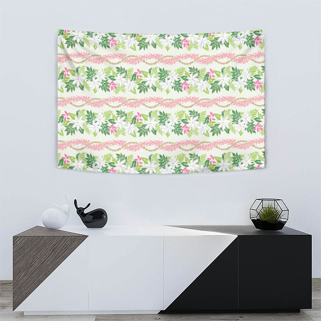 Monstera Tiare Plumeria Lei Pattern Tapestry Green Version LT01 - Polynesian Pride