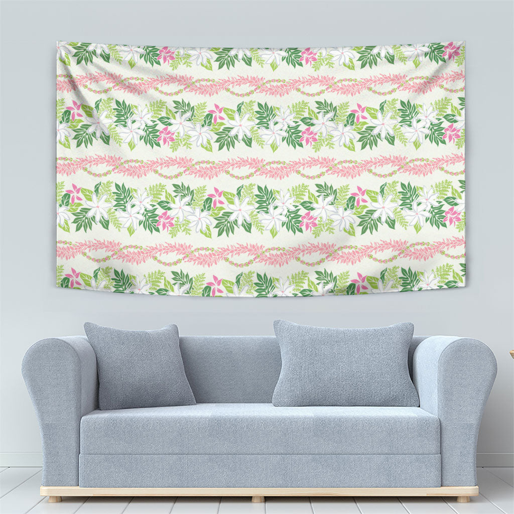 Monstera Tiare Plumeria Lei Pattern Tapestry Green Version LT01 - Polynesian Pride