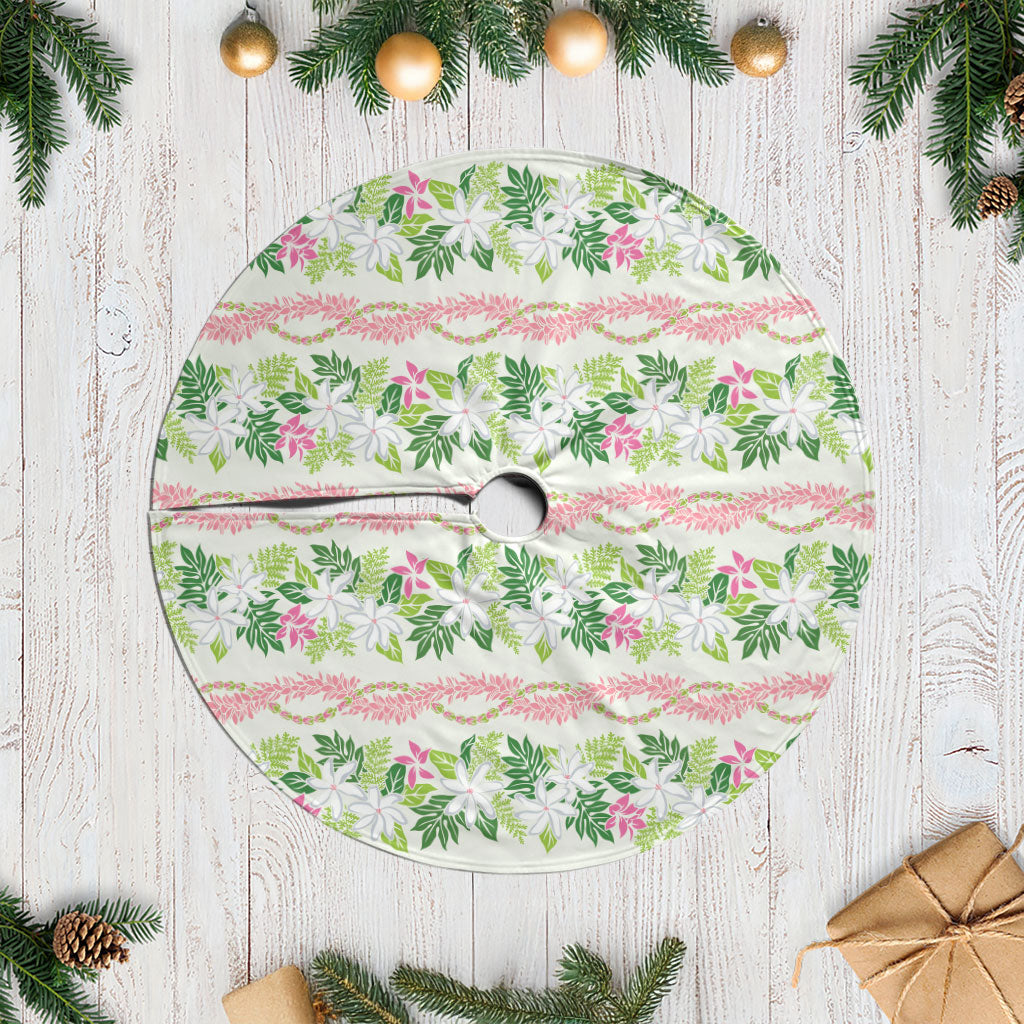 Monstera Tiare Plumeria Lei Pattern Tree Skirt Green Version LT01 Casual Green - Polynesian Pride