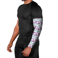 Monstera Tiare Plumeria Lei Pattern Arm Sleeves Purple Version LT01 - Polynesian Pride