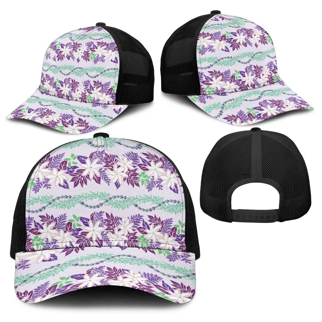 Monstera Tiare Plumeria Lei Pattern Baseball Net Cap Purple Version LT01 - Polynesian Pride