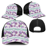 Monstera Tiare Plumeria Lei Pattern Baseball Net Cap Purple Version LT01 - Polynesian Pride