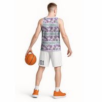 Monstera Tiare Plumeria Lei Pattern Basketball Jersey Purple Version LT01 - Polynesian Pride