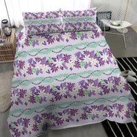 Monstera Tiare Plumeria Lei Pattern Bedding Set Purple Version LT01 - Polynesian Pride
