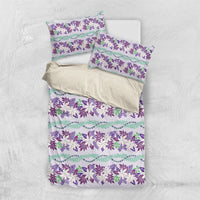 Monstera Tiare Plumeria Lei Pattern Bedding Set Purple Version LT01 US Twin 172cm x 218cm Purple - Polynesian Pride