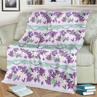 Monstera Tiare Plumeria Lei Pattern Blanket Purple Version LT01 - Polynesian Pride