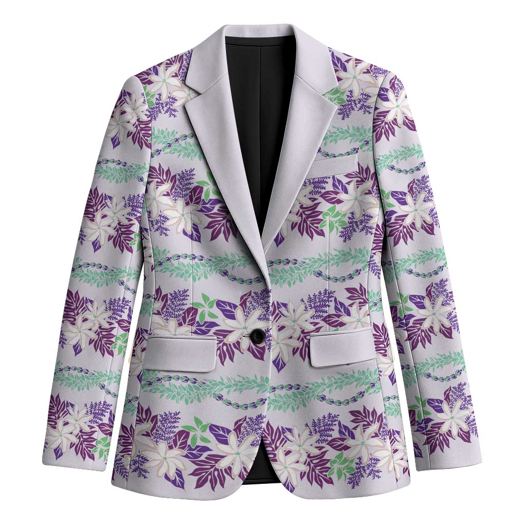 Monstera Tiare Plumeria Lei Pattern Blazer Purple Version LT01 Unisex Purple - Polynesian Pride
