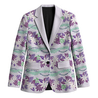 Monstera Tiare Plumeria Lei Pattern Blazer Purple Version LT01 Unisex Purple - Polynesian Pride
