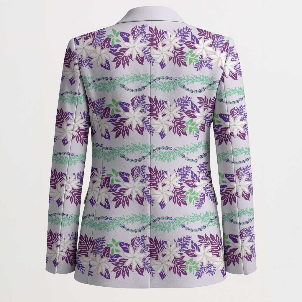 Monstera Tiare Plumeria Lei Pattern Blazer Purple Version LT01 - Polynesian Pride