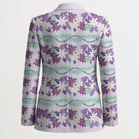 Monstera Tiare Plumeria Lei Pattern Blazer Purple Version LT01 - Polynesian Pride