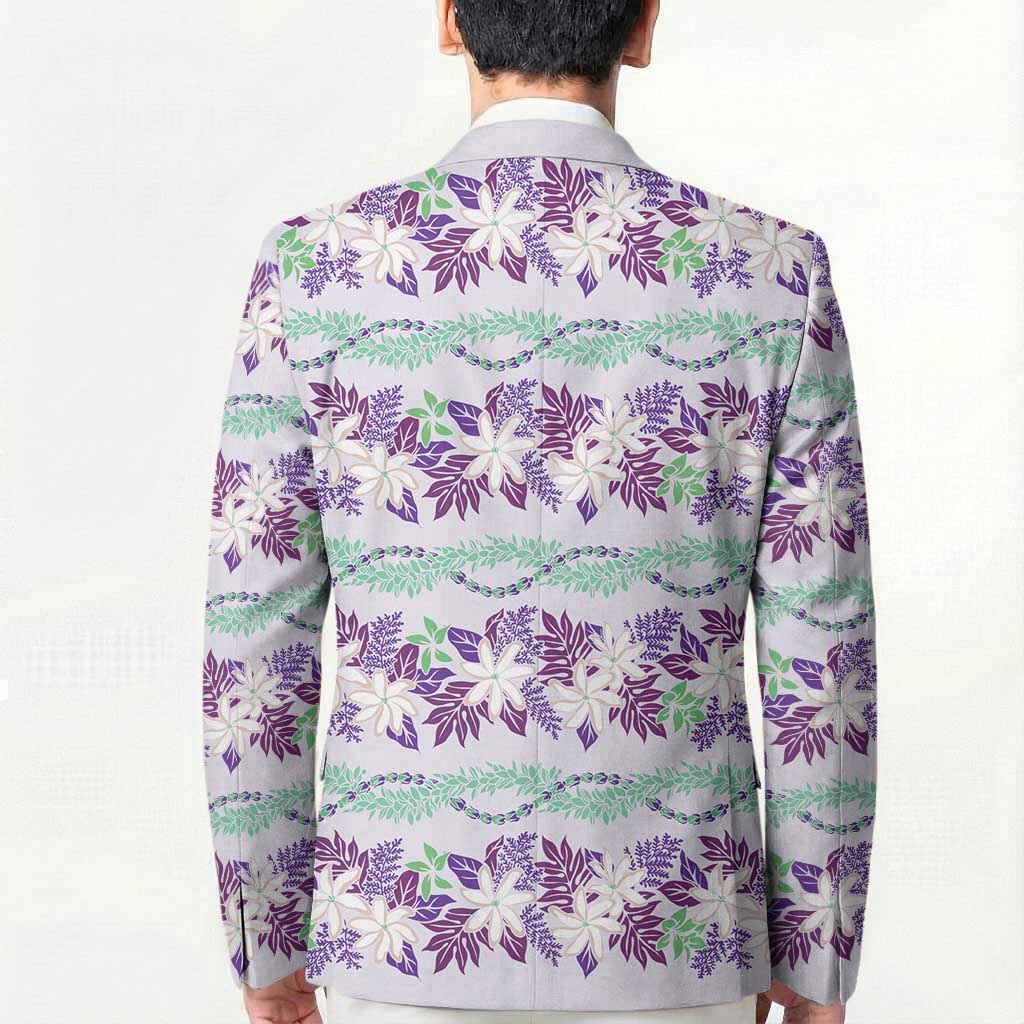 Monstera Tiare Plumeria Lei Pattern Blazer Purple Version LT01 - Polynesian Pride