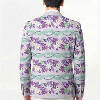 Monstera Tiare Plumeria Lei Pattern Blazer Purple Version LT01 - Polynesian Pride