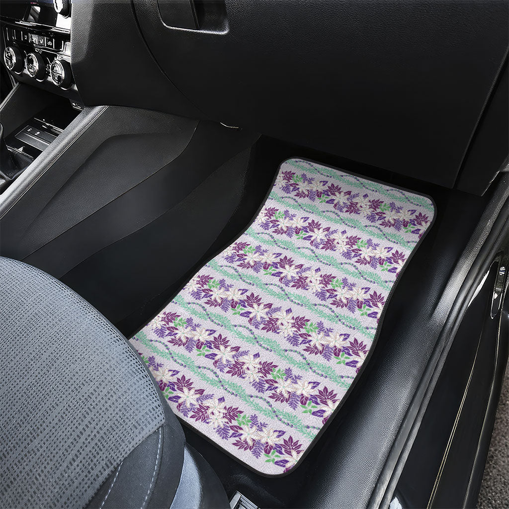 Monstera Tiare Plumeria Lei Pattern Car Mats Purple Version LT01 - Polynesian Pride