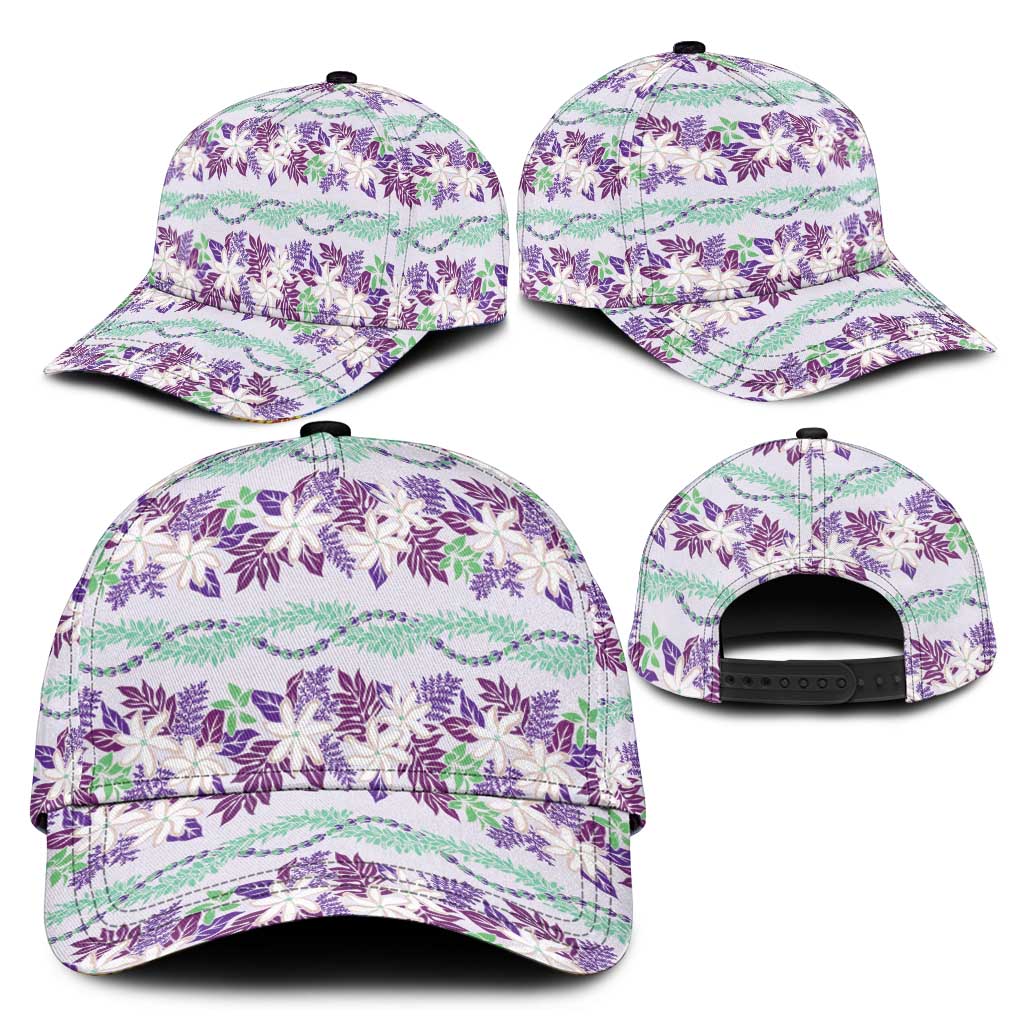 Monstera Tiare Plumeria Lei Pattern Classic Cap Purple Version LT01 - Polynesian Pride