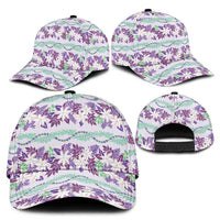 Monstera Tiare Plumeria Lei Pattern Classic Cap Purple Version LT01 - Polynesian Pride