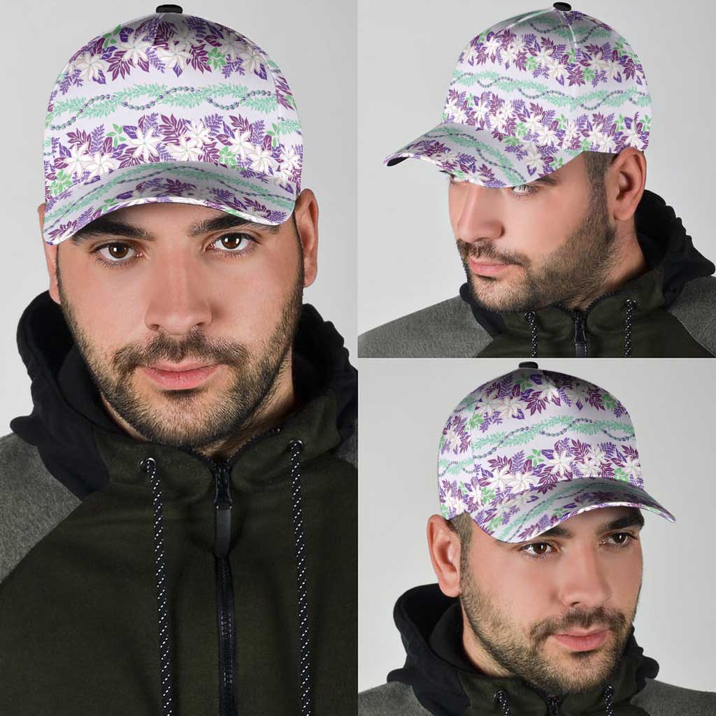 Monstera Tiare Plumeria Lei Pattern Classic Cap Purple Version LT01 - Polynesian Pride