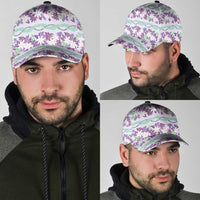 Monstera Tiare Plumeria Lei Pattern Classic Cap Purple Version LT01 - Polynesian Pride