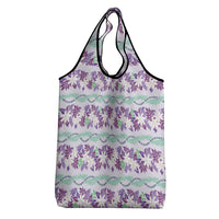 Monstera Tiare Plumeria Lei Pattern Grocery Bag Purple Version LT01 - Polynesian Pride