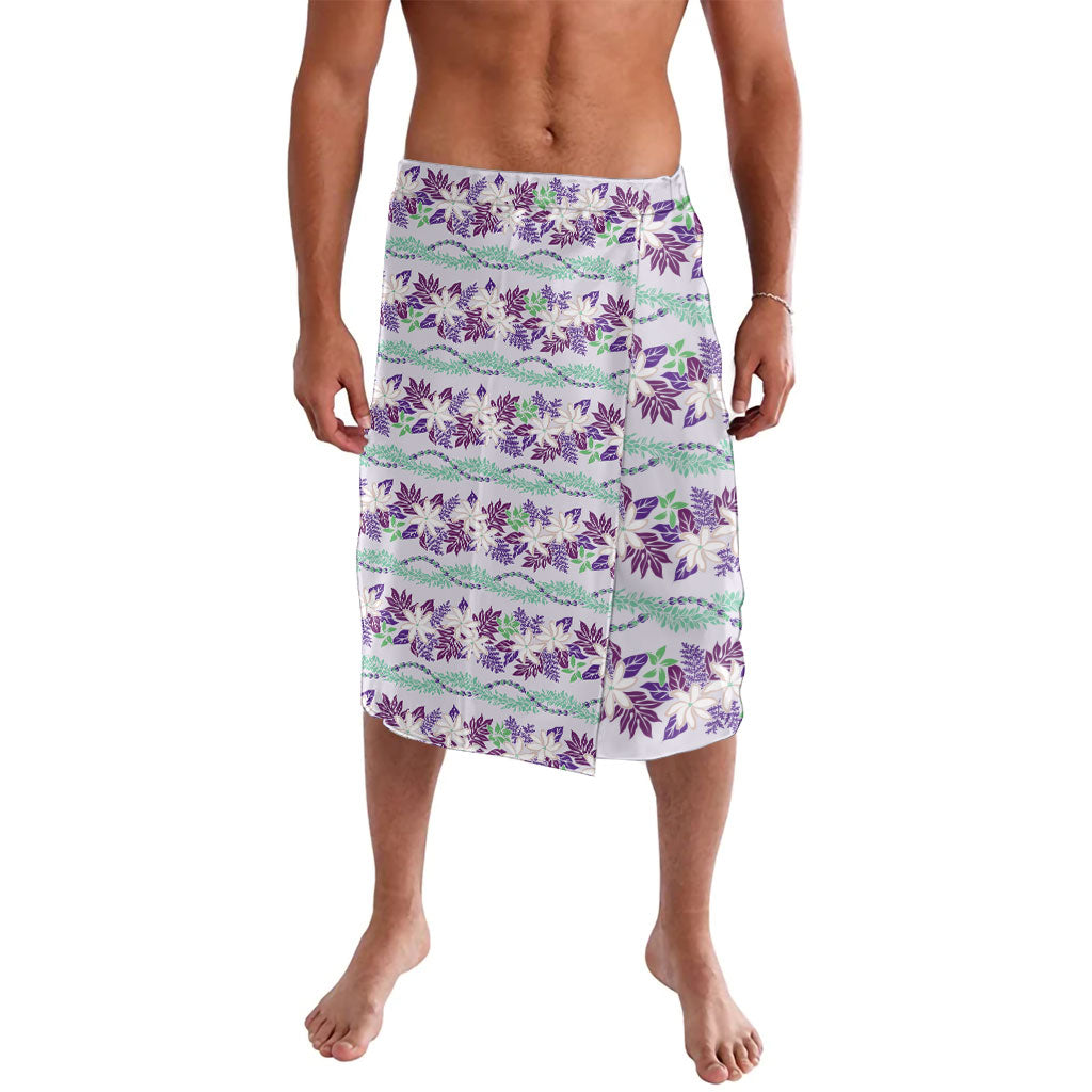 Monstera Tiare Plumeria Lei Pattern Lavalava Purple Version LT01 Purple - Polynesian Pride