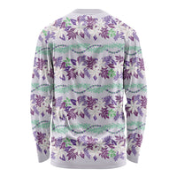 Monstera Tiare Plumeria Lei Pattern Long Sleeve Shirt Purple Version LT01 - Polynesian Pride