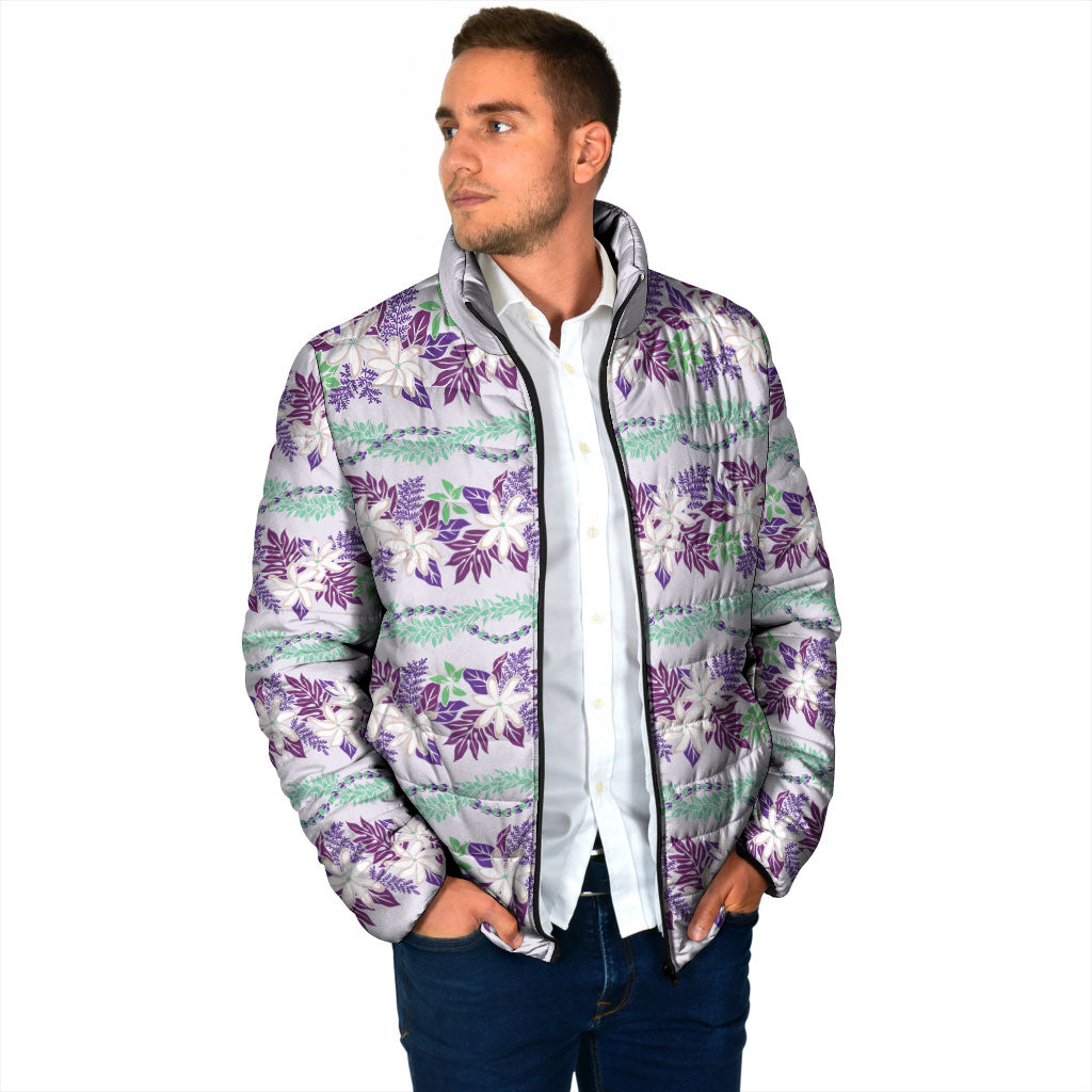 Monstera Tiare Plumeria Lei Pattern Padded Jacket Purple Version LT01 - Polynesian Pride