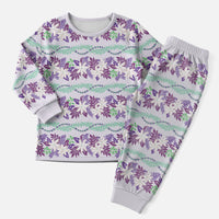 Monstera Tiare Plumeria Lei Pattern Christmas Pajama Set Purple Version LT01 Men Purple - Polynesian Pride