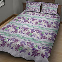 Monstera Tiare Plumeria Lei Pattern Quilt Bed Set Purple Version LT01 - Polynesian Pride