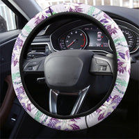 Monstera Tiare Plumeria Lei Pattern Steering Wheel Cover Purple Version LT01 - Polynesian Pride