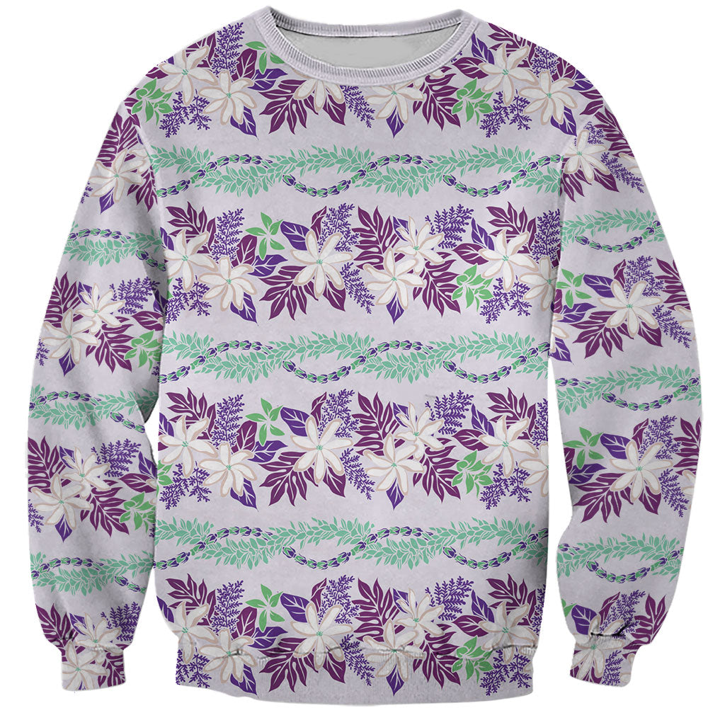Monstera Tiare Plumeria Lei Pattern Sweatshirt Purple Version LT01 Unisex Purple - Polynesian Pride