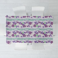 Monstera Tiare Plumeria Lei Pattern Tablecloth Purple Version LT01 Purple - Polynesian Pride