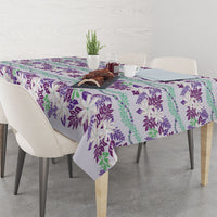 Monstera Tiare Plumeria Lei Pattern Tablecloth Purple Version LT01 - Polynesian Pride