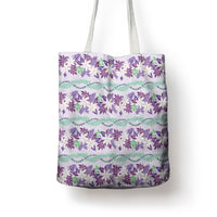 Monstera Tiare Plumeria Lei Pattern Tote Bag Purple Version LT01 - Polynesian Pride