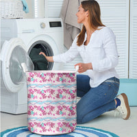 Monstera Tiare Plumeria Lei Pattern Laundry Basket Pink Version LT01 - Polynesian Pride