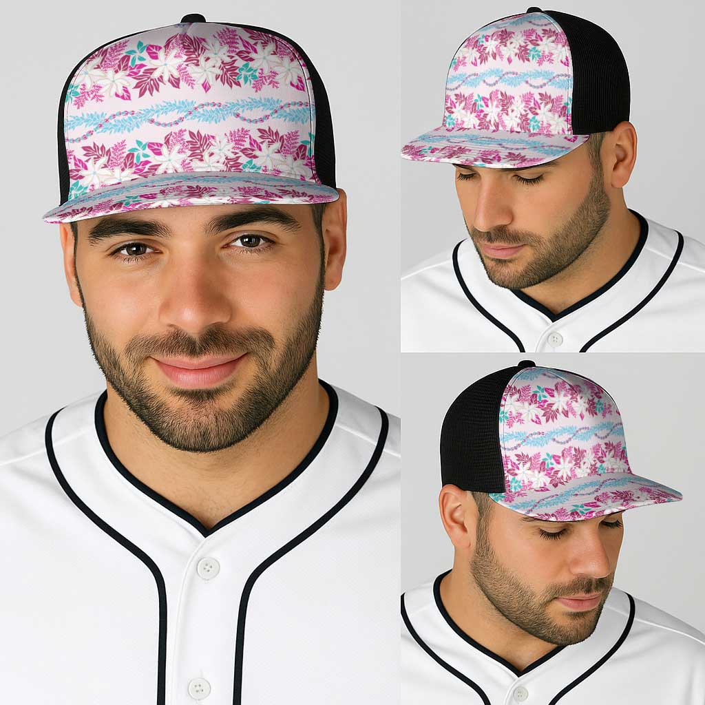 Monstera Tiare Plumeria Lei Pattern Baseball Net Cap Pink Version LT01 - Polynesian Pride