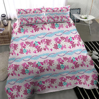 Monstera Tiare Plumeria Lei Pattern Bedding Set Pink Version LT01 - Polynesian Pride