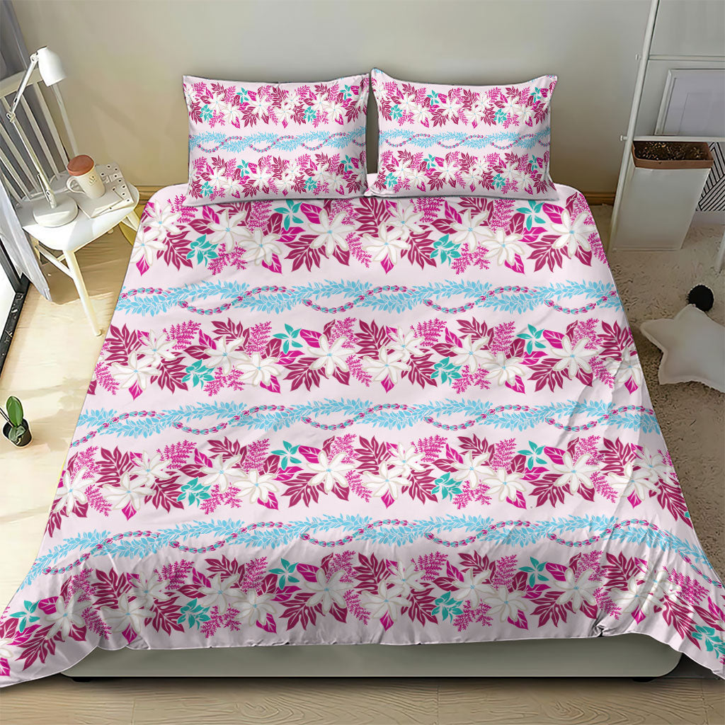 Monstera Tiare Plumeria Lei Pattern Bedding Set Pink Version LT01 - Polynesian Pride