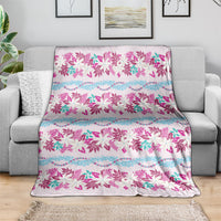 Monstera Tiare Plumeria Lei Pattern Blanket Pink Version LT01 - Polynesian Pride