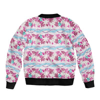 Monstera Tiare Plumeria Lei Pattern Bomber Jacket Pink Version LT01 - Polynesian Pride