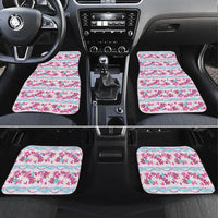 Monstera Tiare Plumeria Lei Pattern Car Mats Pink Version LT01 Set 4pcs Pink - Polynesian Pride