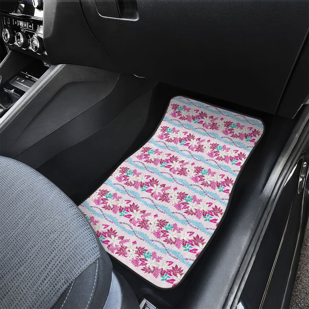 Monstera Tiare Plumeria Lei Pattern Car Mats Pink Version LT01 - Polynesian Pride