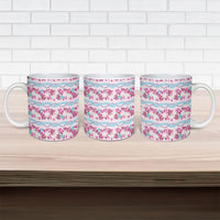 Monstera Tiare Plumeria Lei Pattern Ceramic Mug Pink Version LT01 - Polynesian Pride