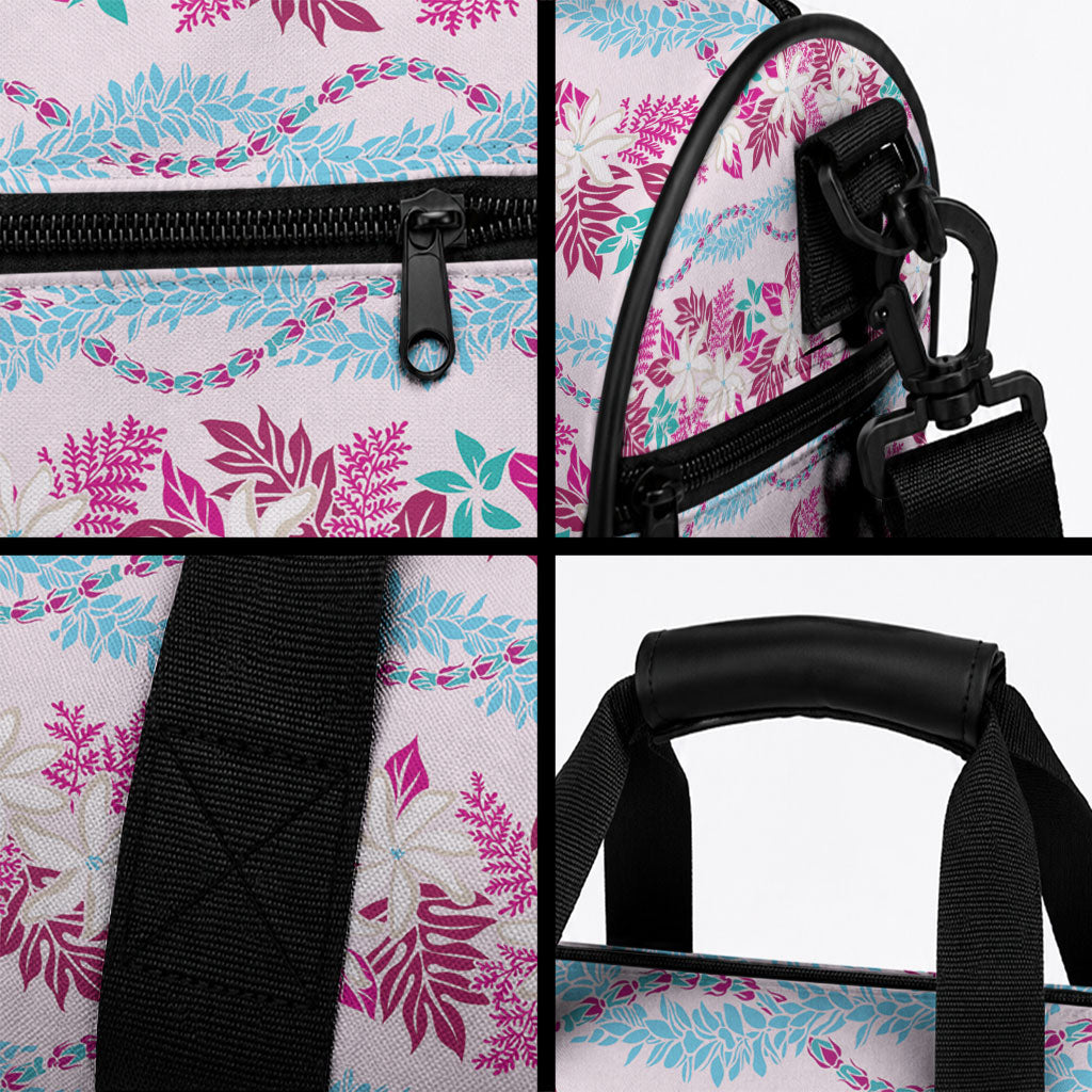 Monstera Tiare Plumeria Lei Pattern Duffle Bag Pink Version LT01 - Polynesian Pride